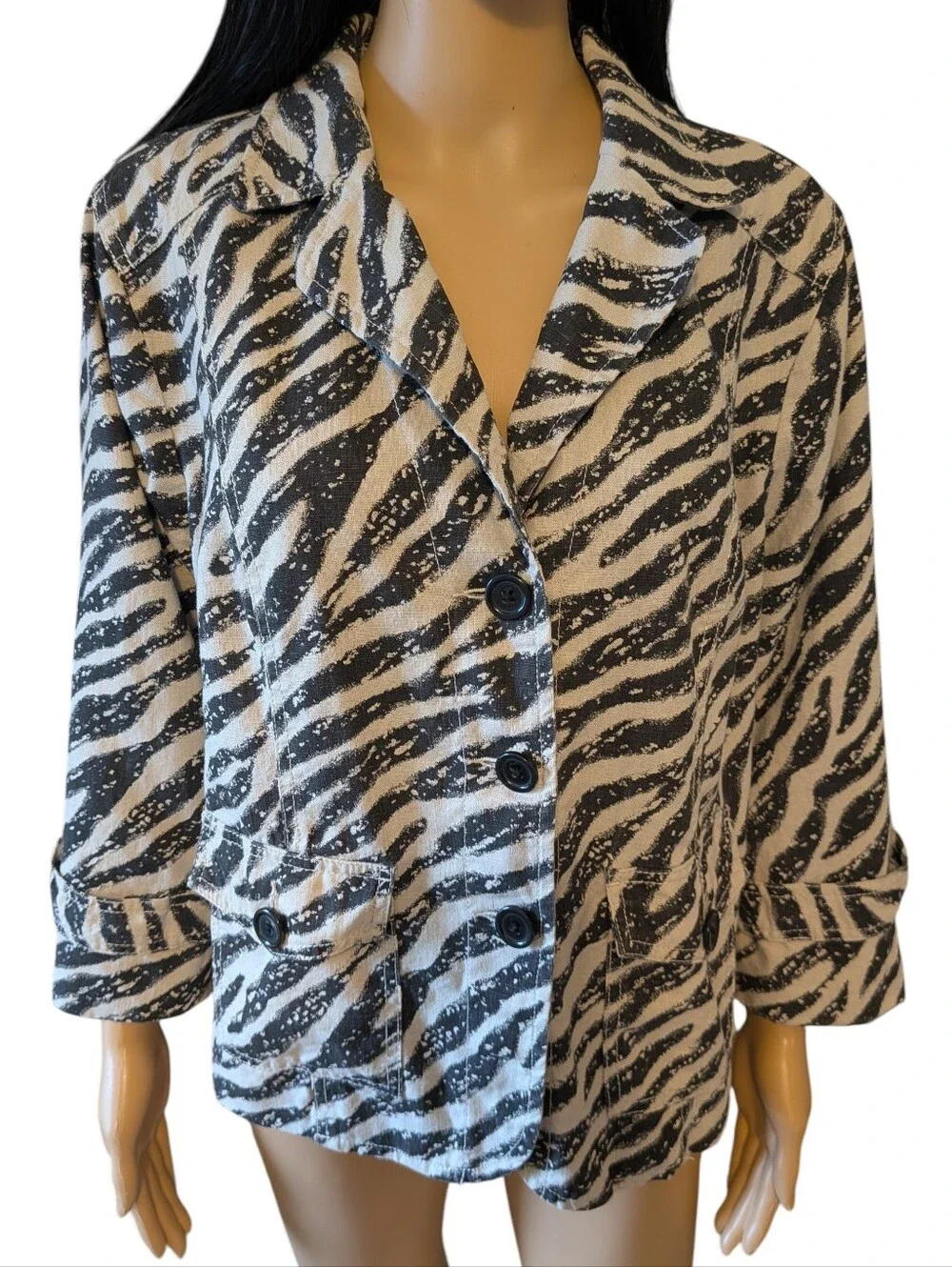 Studio Works Linen Blend Jacket Zebra Print XL
